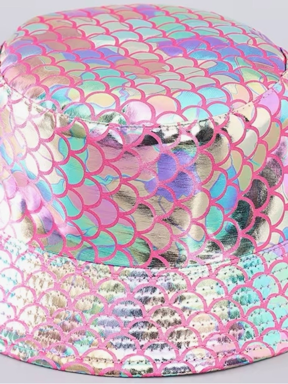 NWT Iridescent Pink Mermaid Scale Bucket Hat, Summer Hats